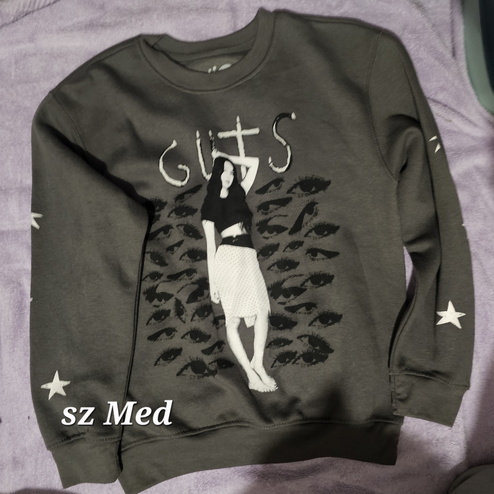 Girls Graphic Olivia Rodrigo Eye Print Sweatshirt - Charcoal with White Accents